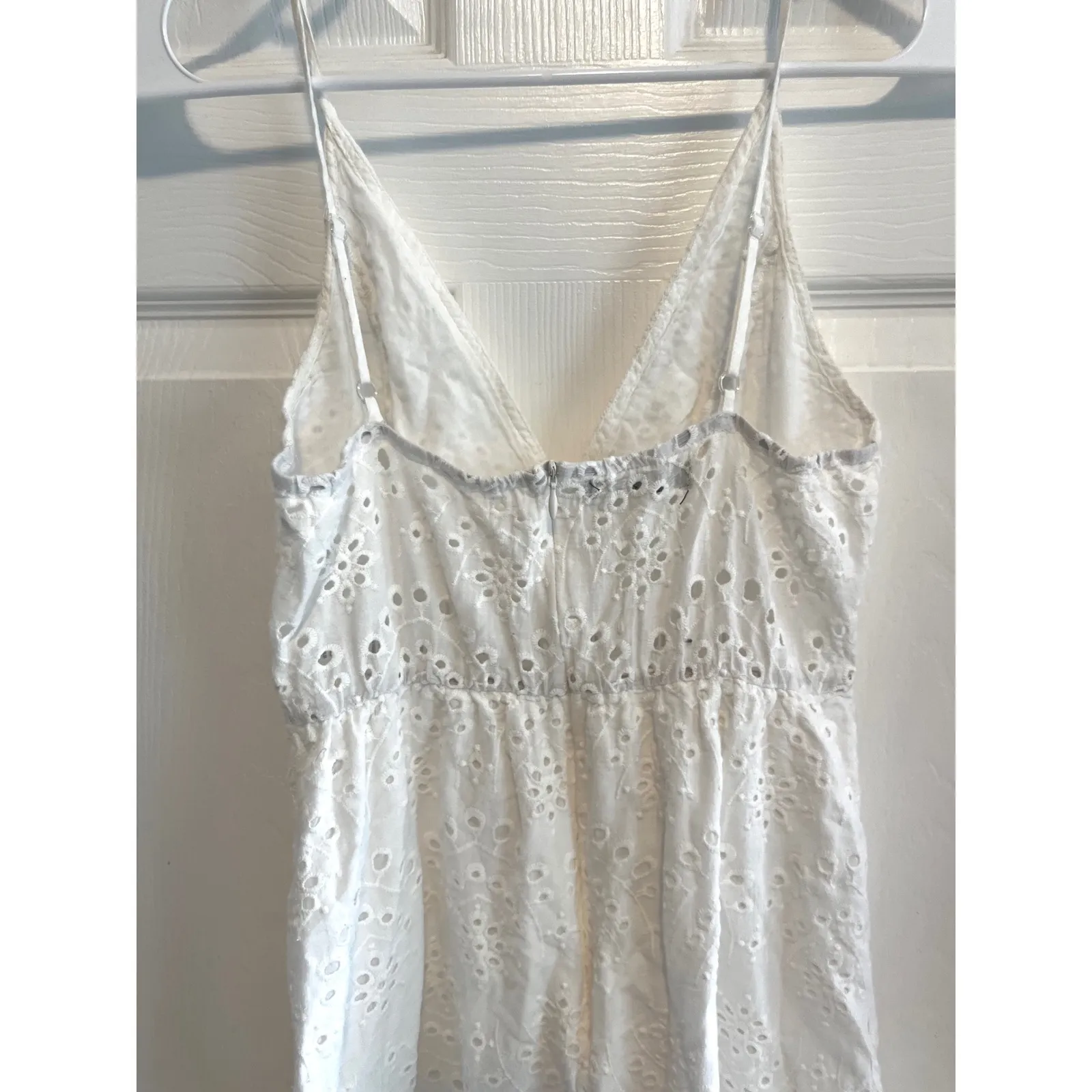 Simplee White Eyelet Embroidered Midi Dress Sleeveless Summer Sundress Casual - Image 9