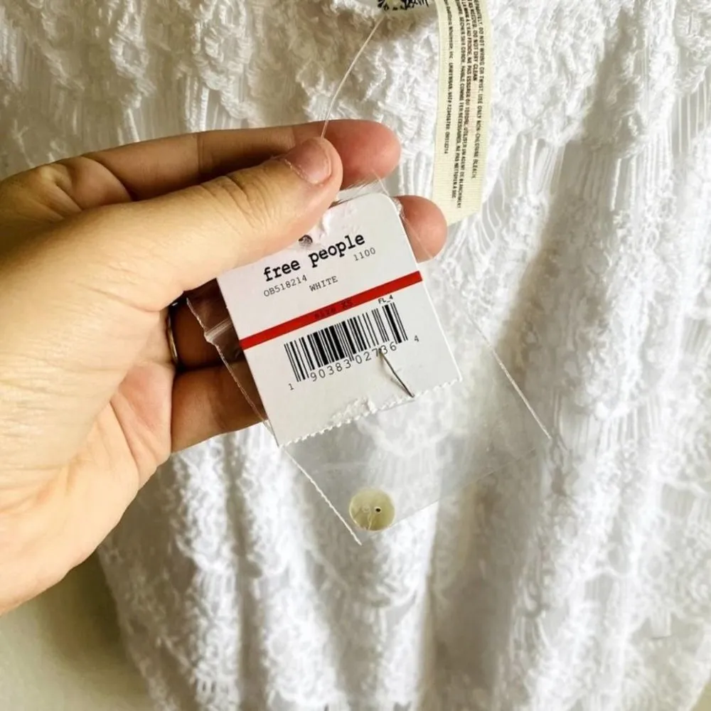 NWT Free People White Lace Detail Open Back High Neck Mini Shift Dress - XS - Image 6