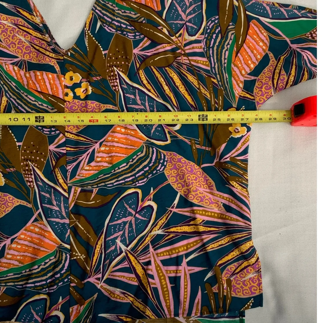 Hudson Grey Incredible Allure Teal‎ Leaf Print Oversized Blouse - Image 6