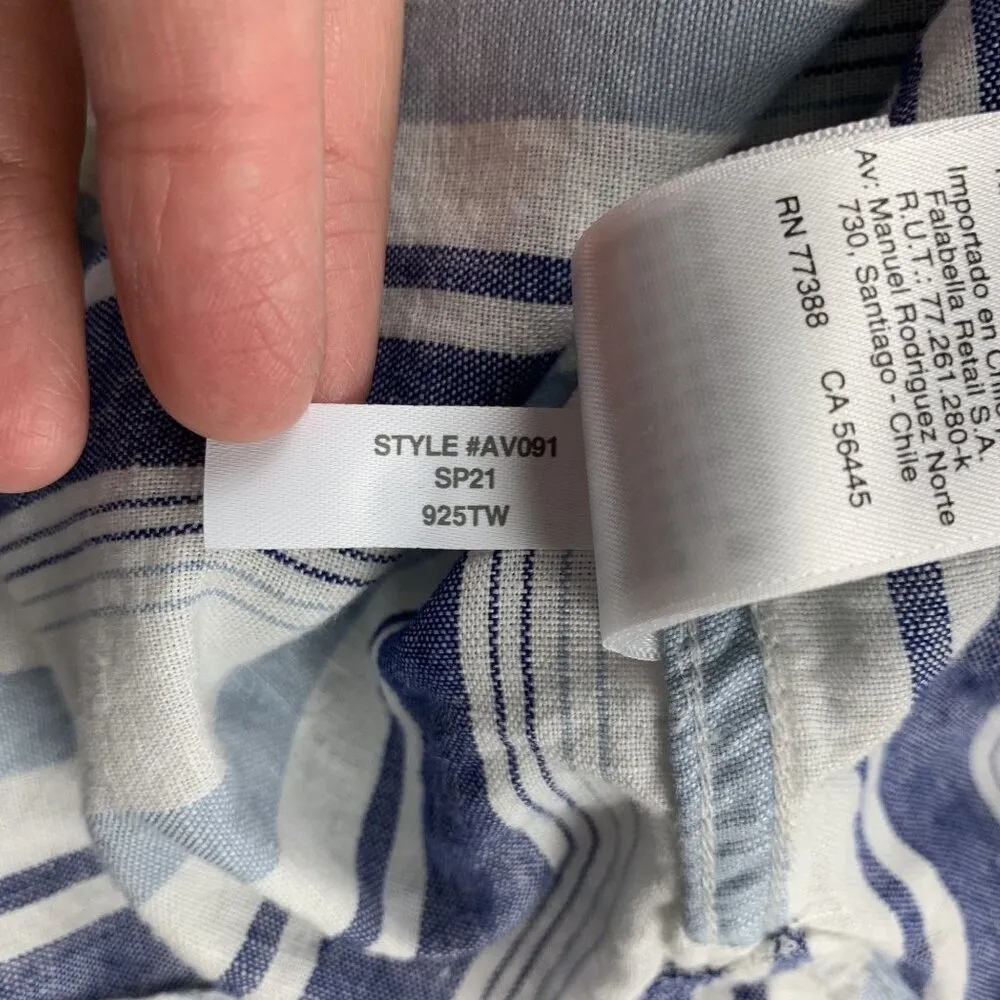 J.Crew Blue Striped Linen Blend Split Neck Tunic Shirt Dress S - Image 6