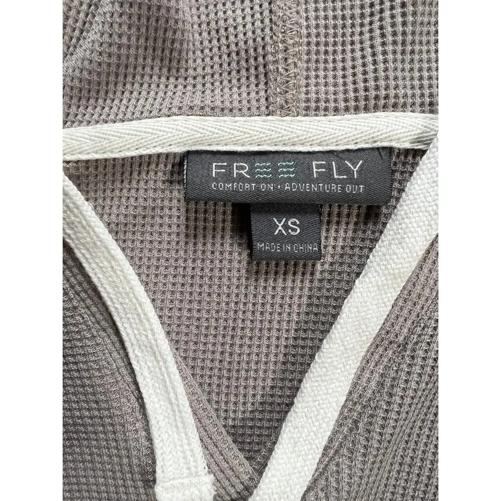 Free Fly Women's Bamboo Waffle Hoodie Ultra Soft Thermal Knit Hooded Top size XS Tan - Image 3