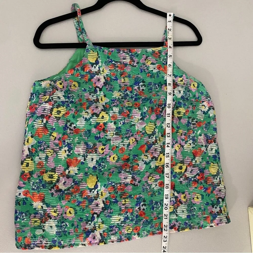 Anthropologie Maeve Quinn Textured Green Floral Tank Top Shirt Blouse Size 6 - Image 5
