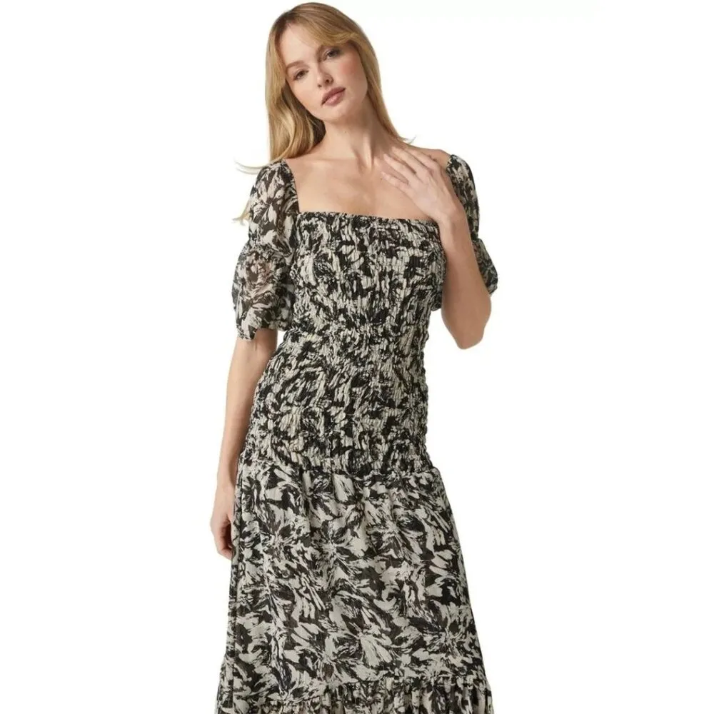 Revolve Misa Diya Midi Maxi Dress Tonal Abstract Ruffles Off Shoulder Size S - Image 11