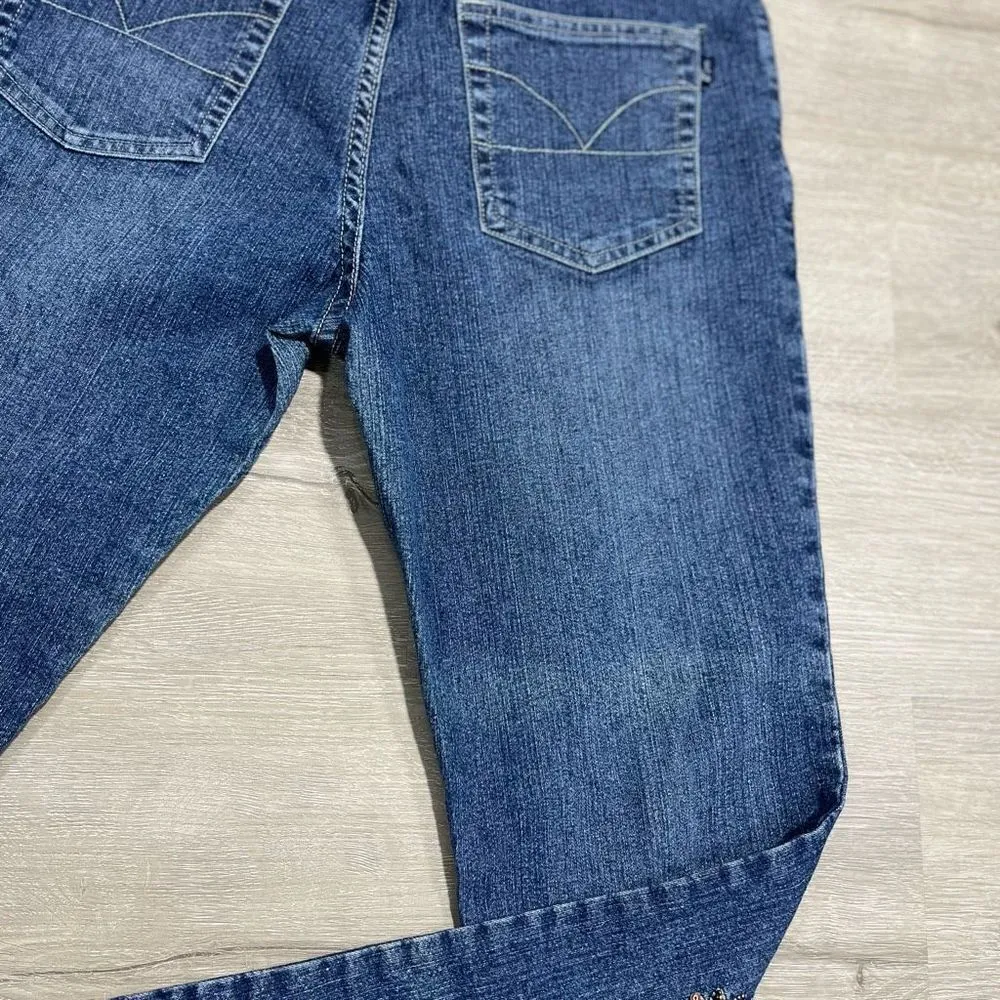 Yoni Jay Beaded High Rise Ankle Jeans Size 8 Women’s Blue Y2K - Image 10