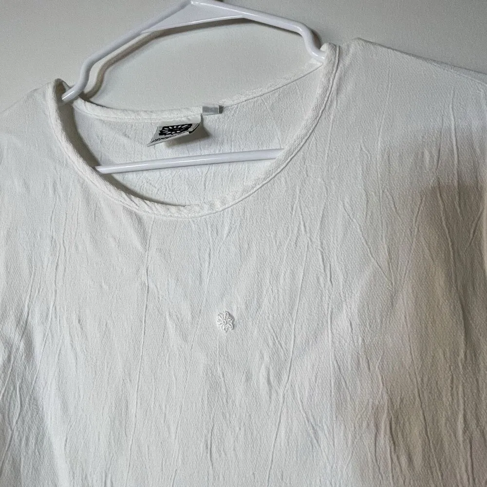 Johnny Was Top Sz S Womens White Short Sleeve T Tee Shirt Vintage Made In USA - Image 3