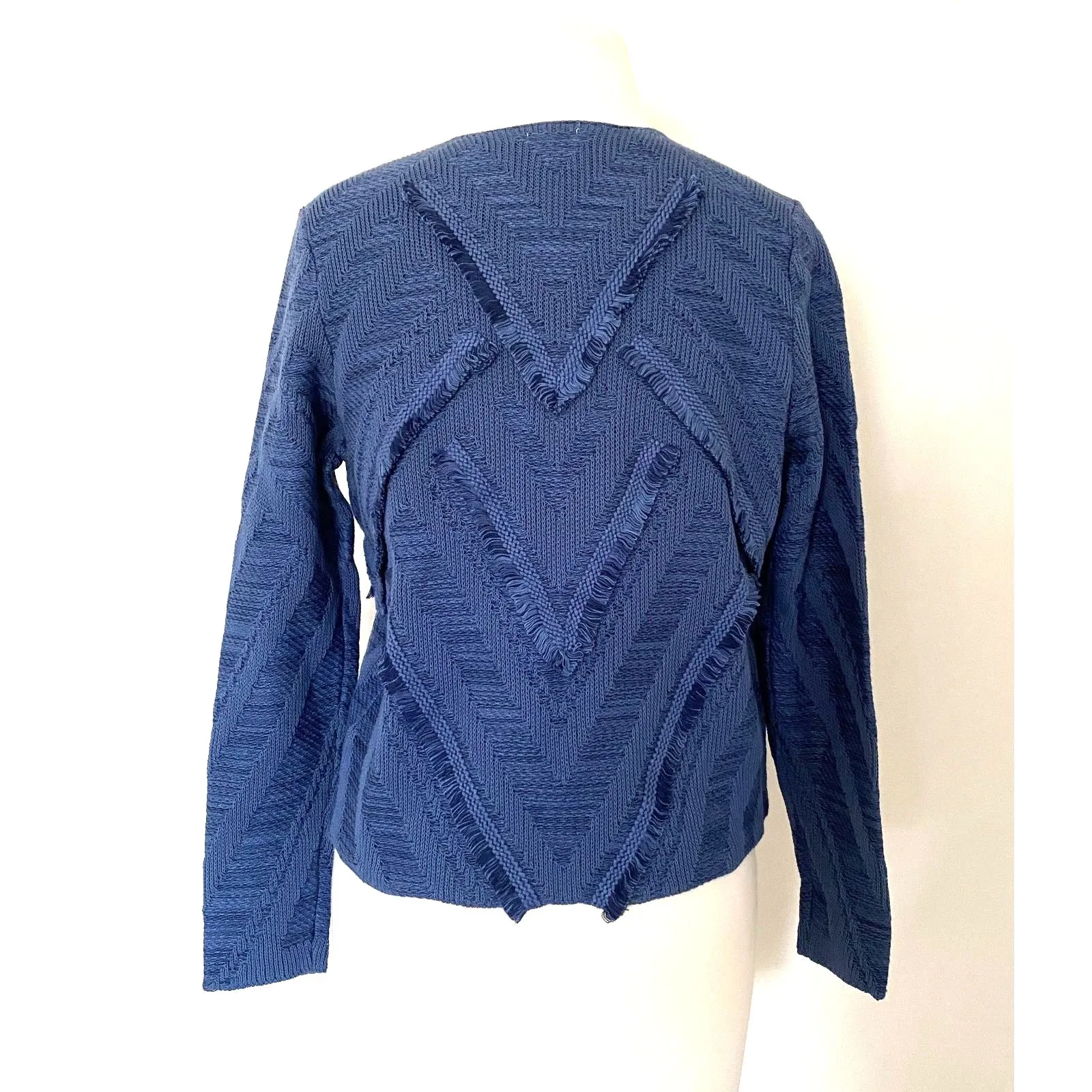 NWT Chicos Macie Cotton Blend Textured Fringe Open Cardigan Layer Sweater 0 (S) - Image 3