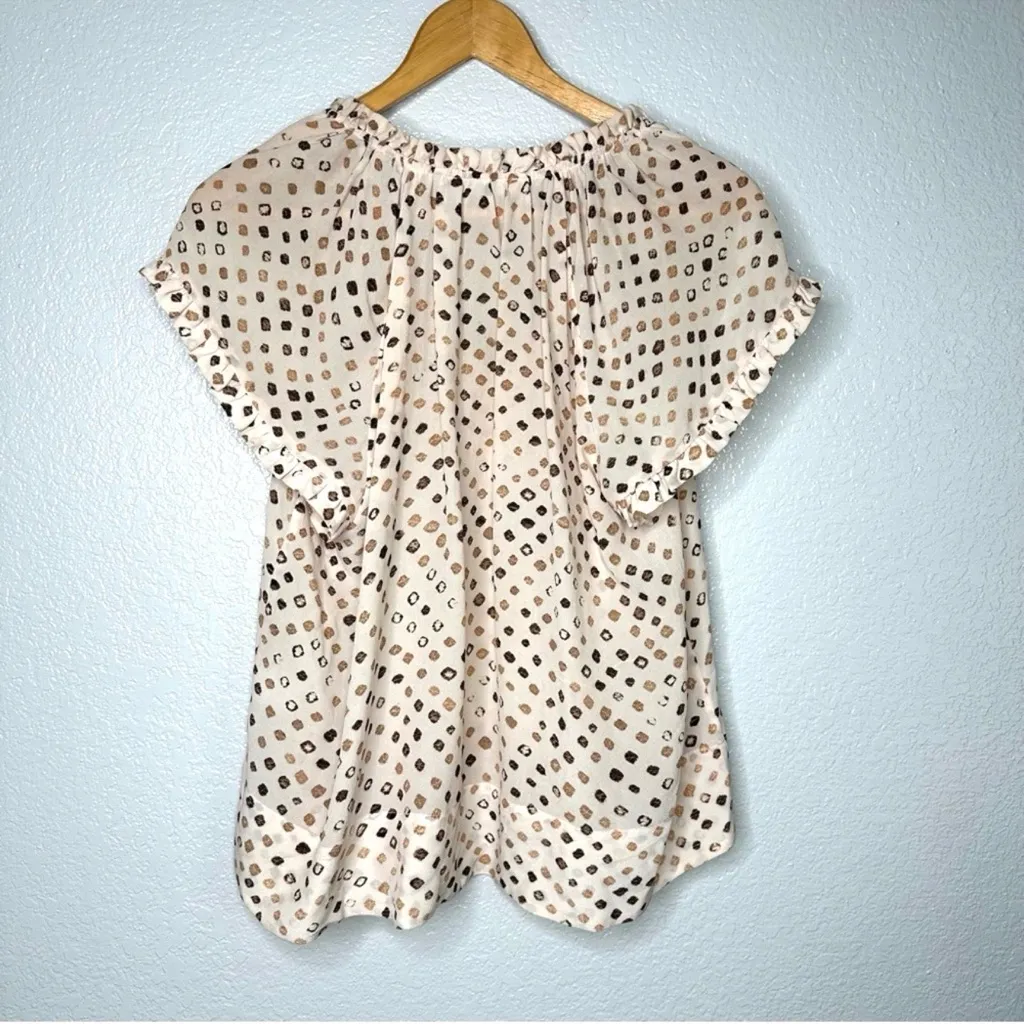 ULLA JOHNSON Women's 2 Djuna Top Safari 100% Silk Short Sleeve Cream Ivory - Image 5