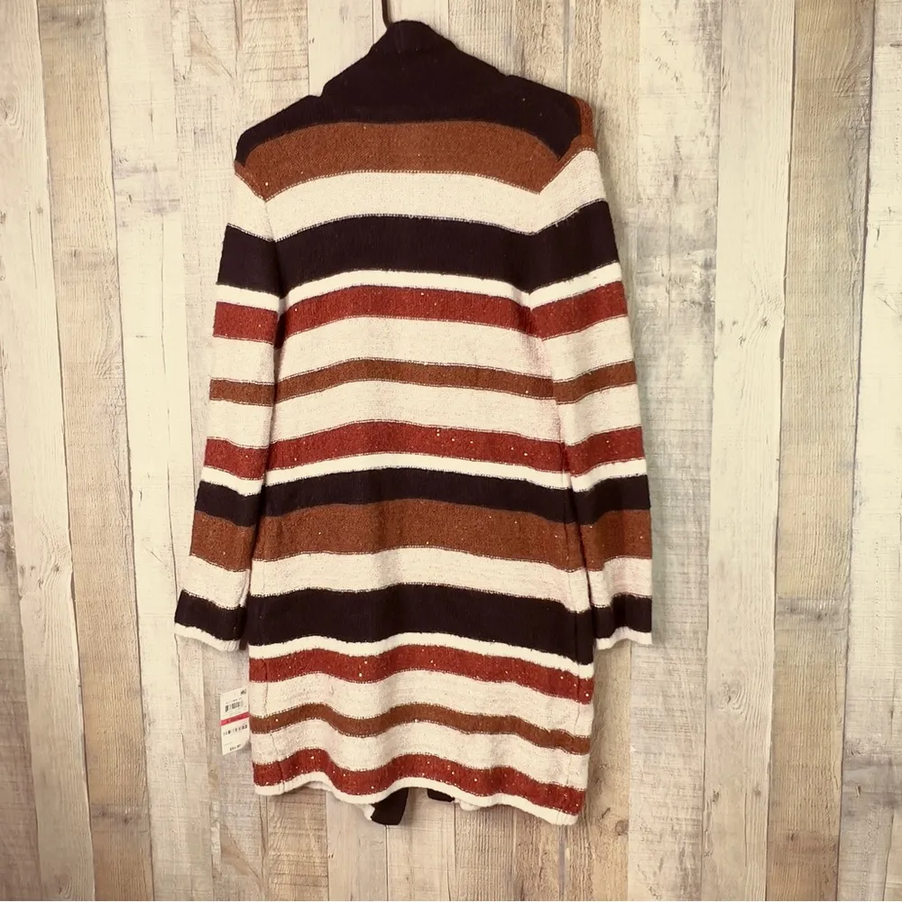 INC Size XS Striped Open Front Cardigan Sweater w/Tiny Sequins Mixed In - Image 2