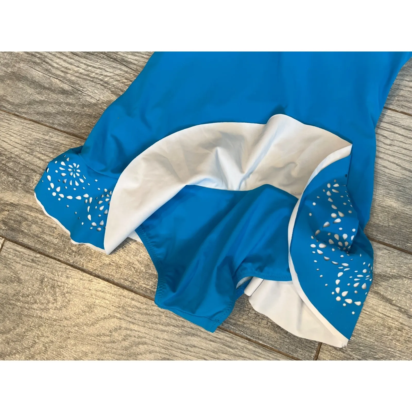 Profile Gottex Tutti Frutti Lasercut One Piece Swimsuit 10 Swimdress Ruffle NWOT - Image 6