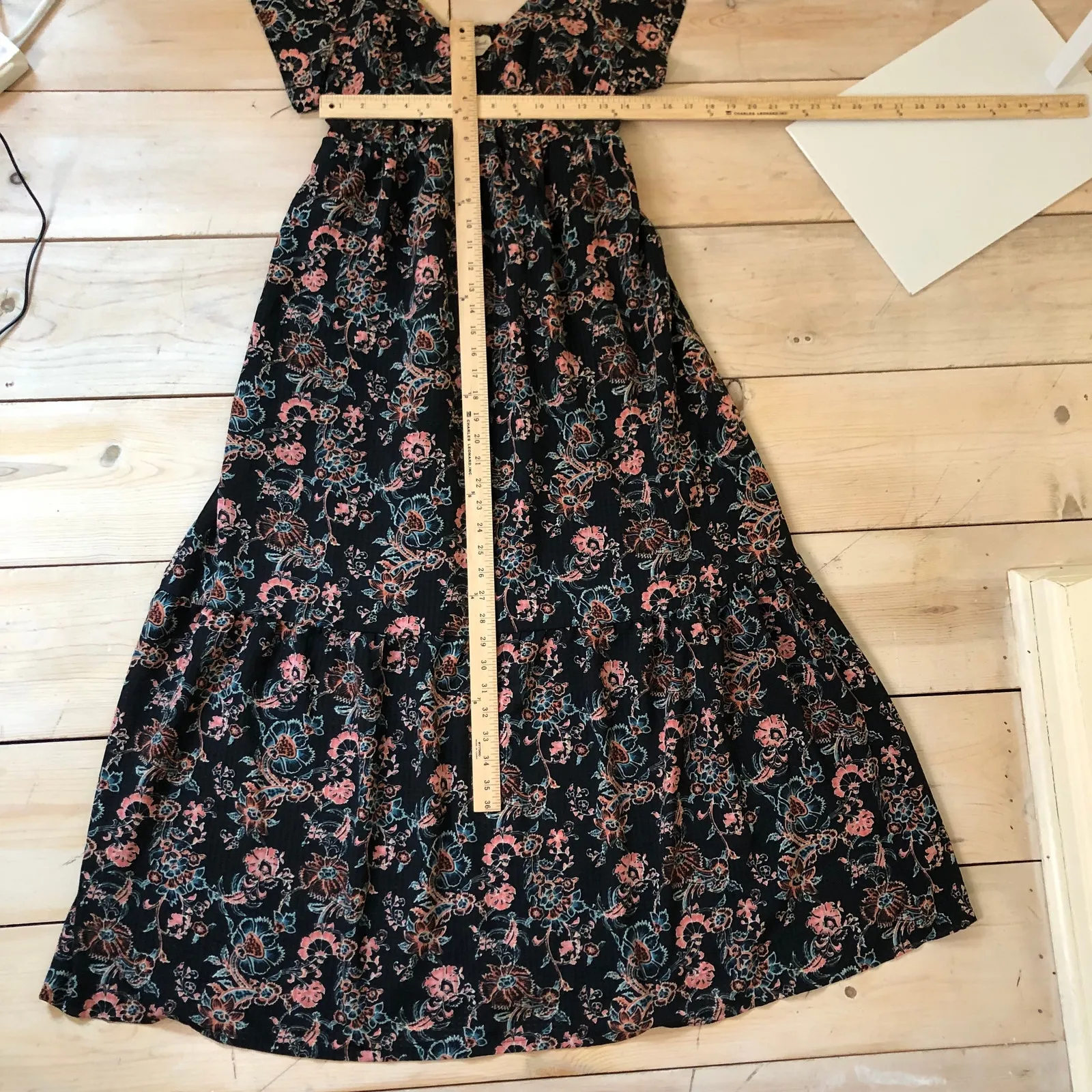 Universal Thread NWOT Women's Flutter Sleeve Maxi A-Line Dress Black Floral S - Image 8