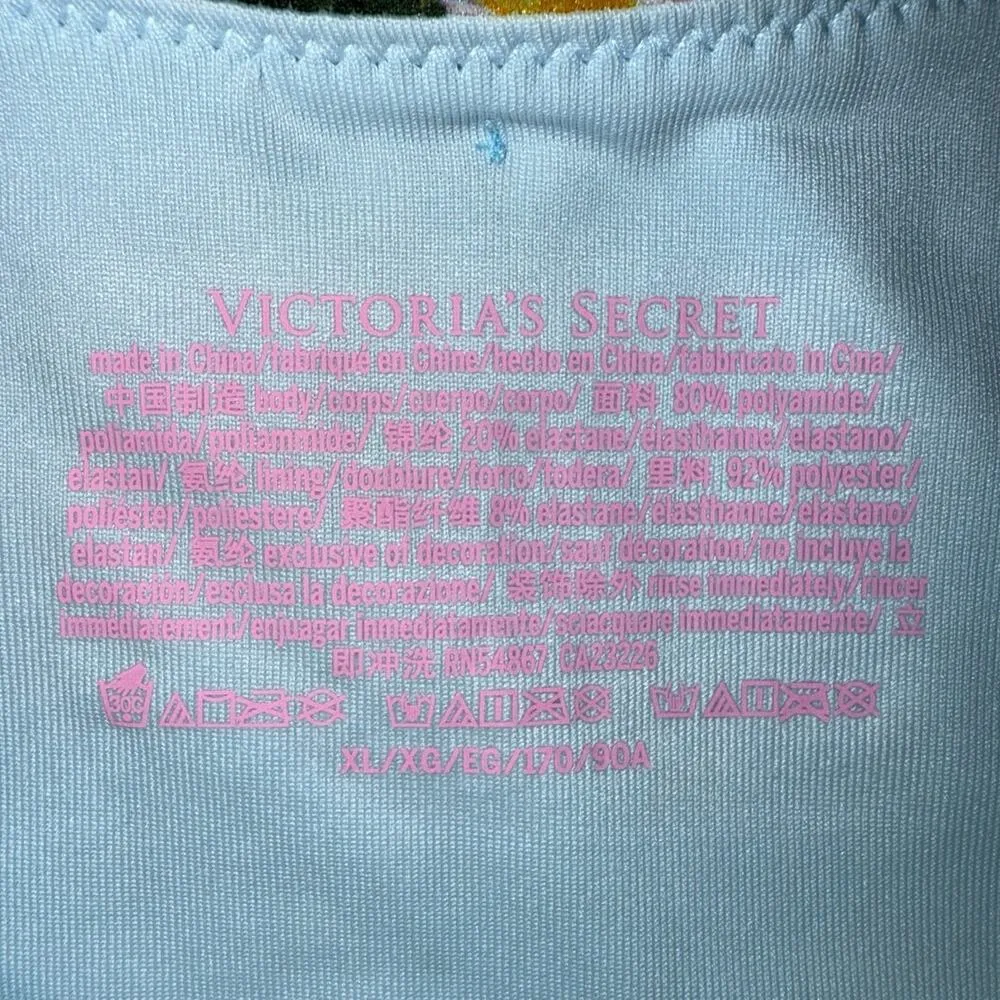 Victorias Secret 2pc Bikini Swim Set XL Ruffle Brazilian Bottom Blue Lemons nwot - Image 7