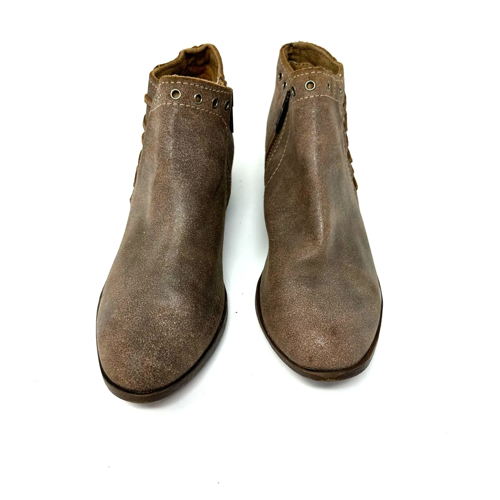 Minnetonka Size 8.5 Boot Brown Leather Bootie Side Zip Lace‎ Accent Autumn Fall - Image 2