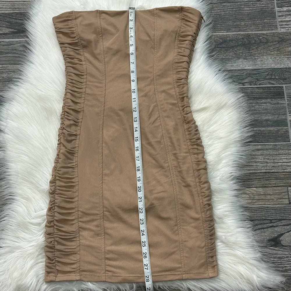 Princess Polly Tan Strapless Ruched Side Mini Dress - Image 6