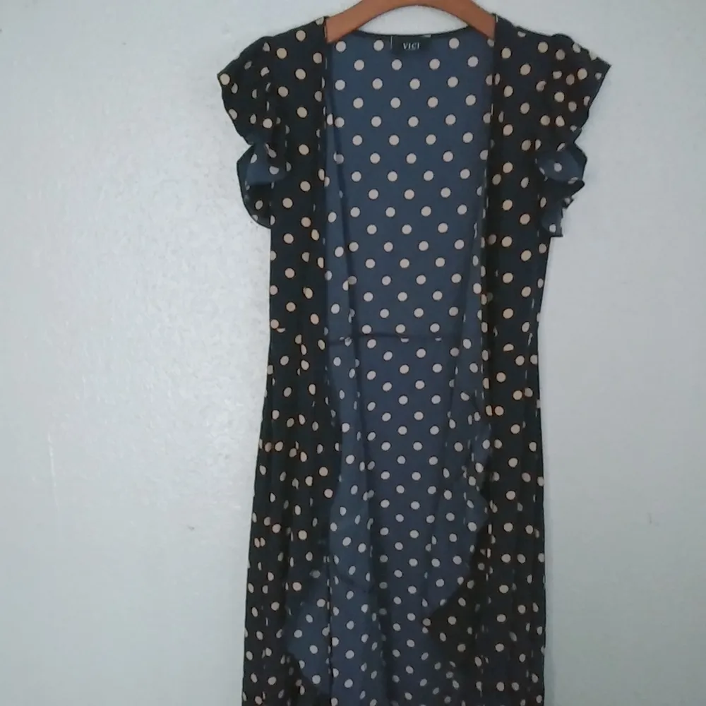 VICI S Butterfly Sleeved Dot Brown Gold Maxi Wrap Dress - Image 9