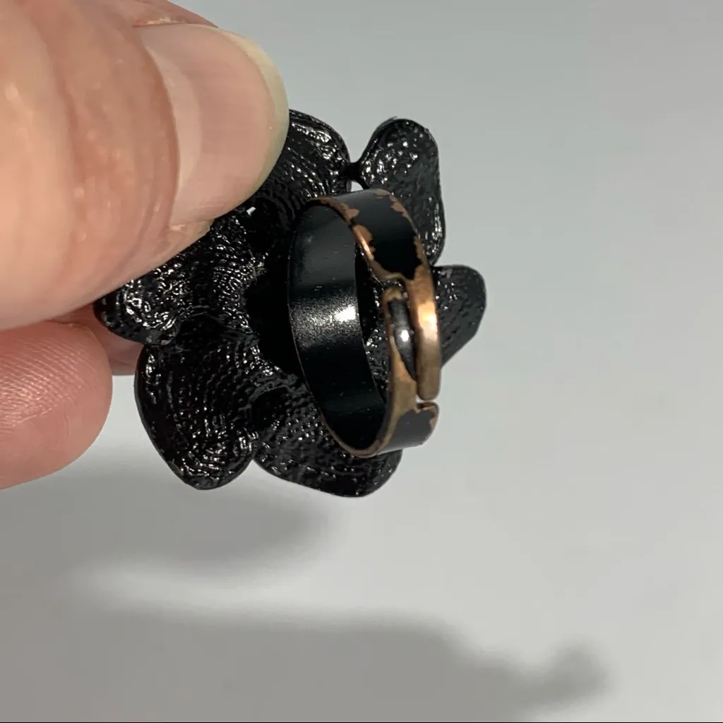 Vintage Adjustable Floral Rings Bundle Lot Set of 3 Cottage Whimsigoth Black - Image 3