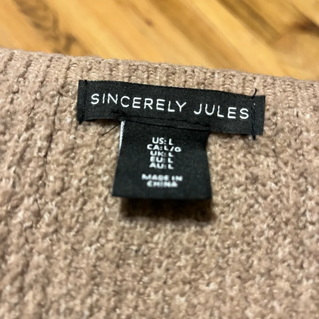 Sincerely Jules Warm Brown Knit Top Size L - Image 3