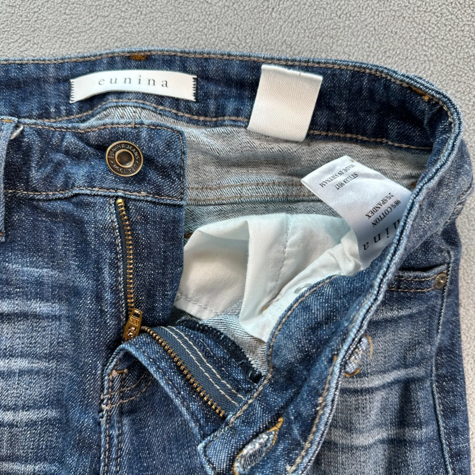 Eunina Jeans 1 26 Maxwell Low Rise Skinny Blue Distressed Ripped Slim Denim - Image 5