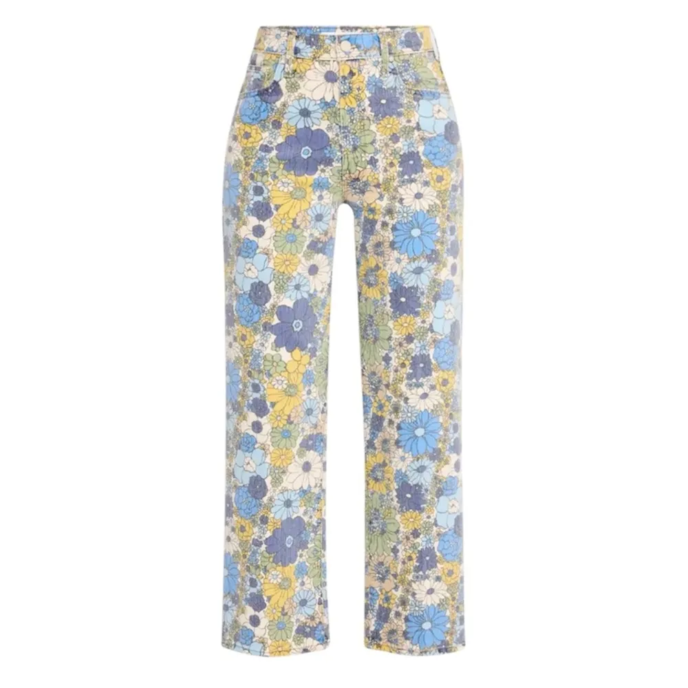 MOTHER The Rambler Zip Ankle jeans in Floral Patterned denim Jeans NEW Blue Size 26 - Image 2