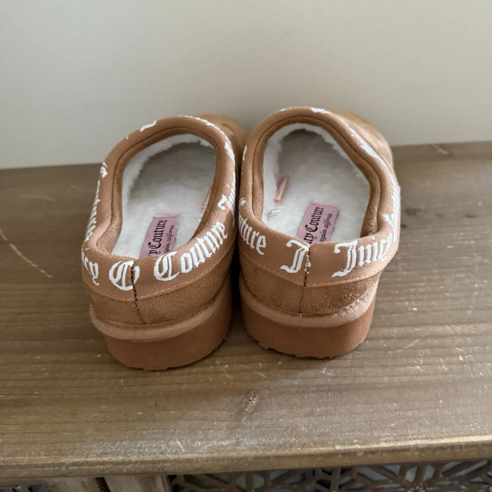 Juicy Couture Women Oney Slip On Scuff Slippers Size 7 Brown Faux Suede - Image 3