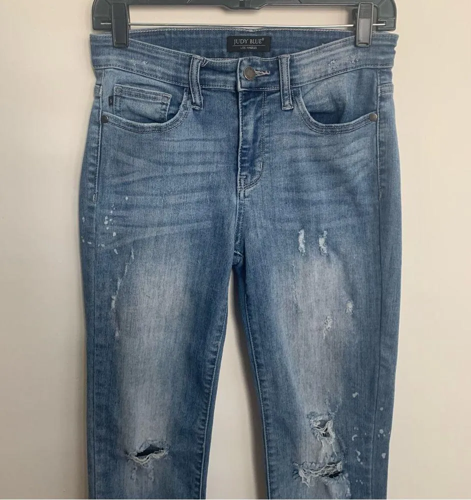 Relaxed Fit Distressed Paint Splash Mid Rise Jeans Size 7/28 - Image 5