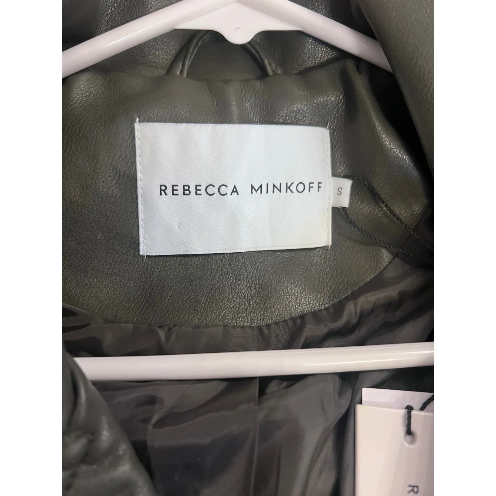 Rebecca Minkoff Olive Green Moto Jacket Size S Faux Vegan Leather Biker Coat NWT - Image 12