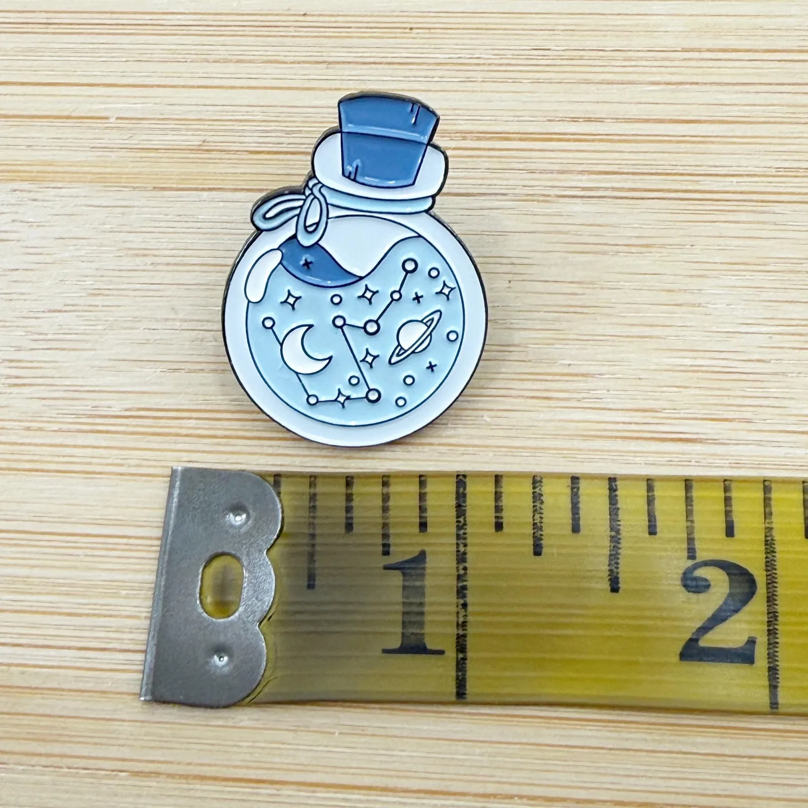 Galaxy in a Bottle Soft Enamel Pin – Cosmic Moon & Stars Pin Blue - Image 4