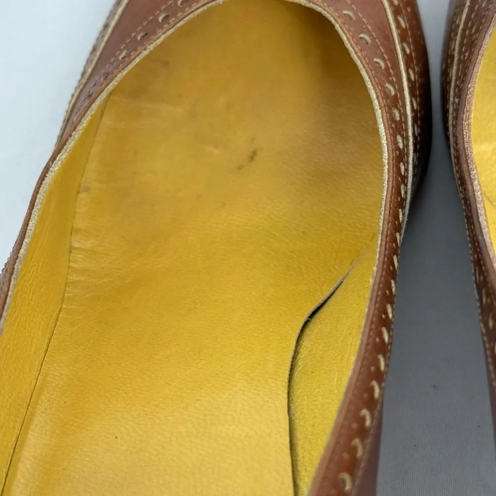 Vintage Ralph Lauren Burnished Leather Women's Wingtip Almond Toe Heels Size 6.6 - Image 14