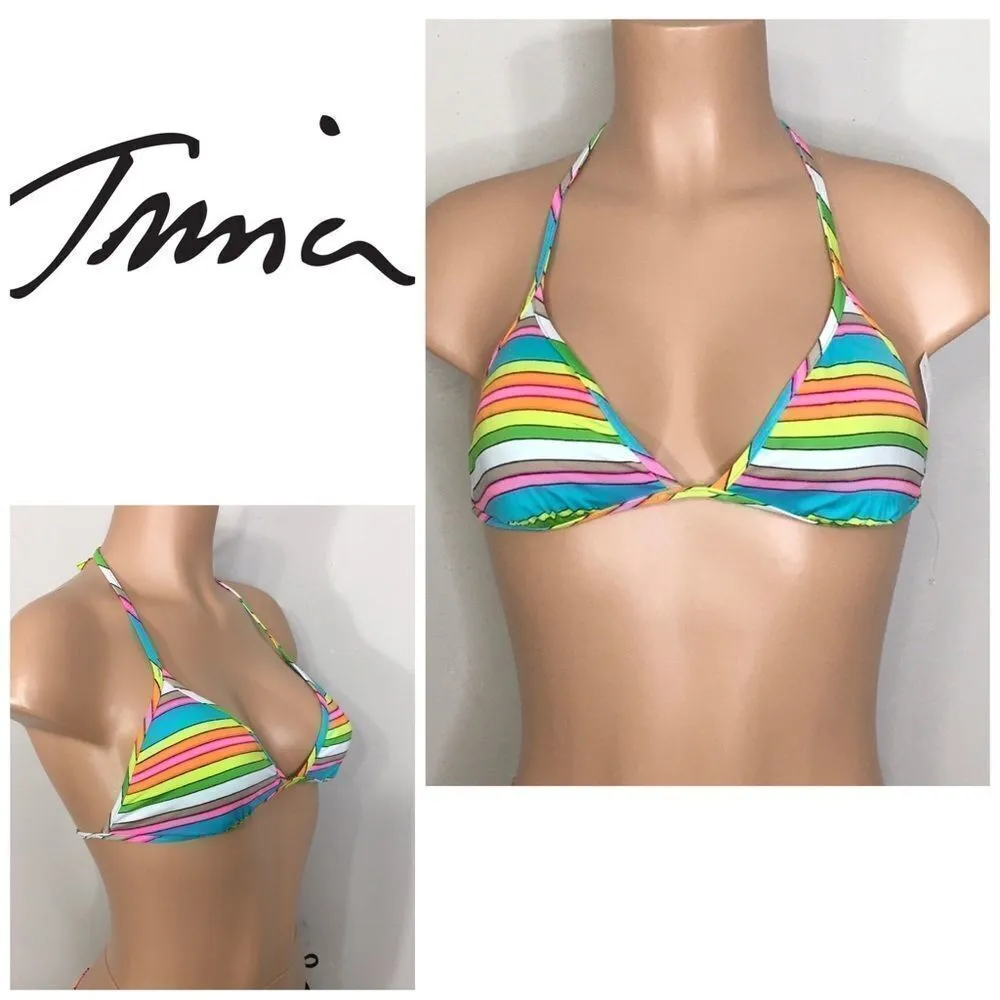 Trina Turk multi stripe triangle bikini top. size 6   NWT - Image 2