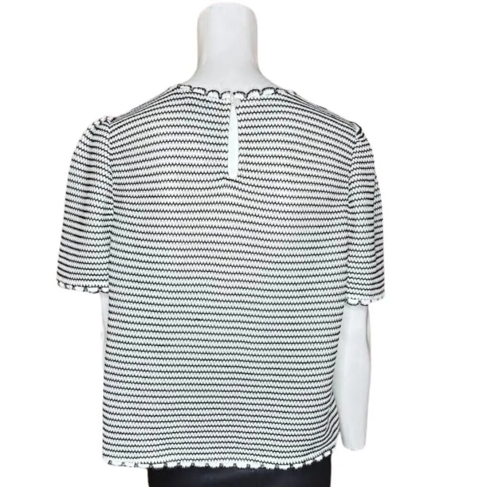 Dress Me Up Black and Cream Adrianna Papell Top Size L NWT - Image 2