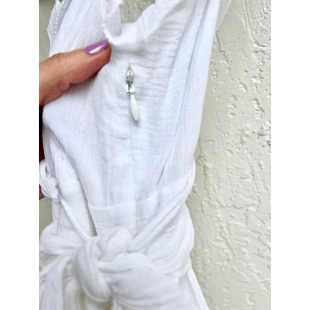 Diane Von Furstenberg Faux Wrap Tiered Queenie Midi Dress White Women's Size 8 - Image 8