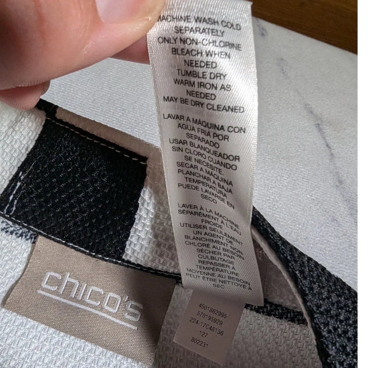 Chico's White Black Bold Geometric Print Single Button Casual Swing Jacket 1 M - Image 4