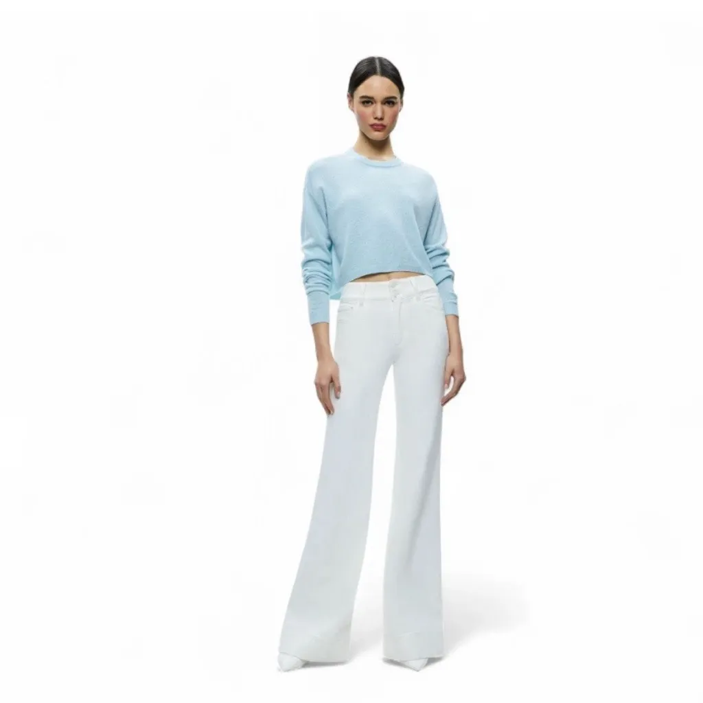 ✨Alice + Olivia “Sherrell” Blue Cashmere Cropped Sweater Size Medium - Image 2