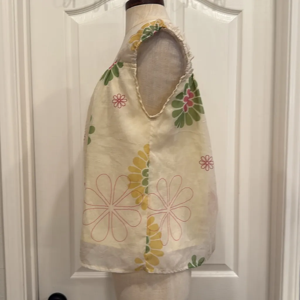 Vintage Y2K funky daisy print blouse Yellow Size M - Image 3