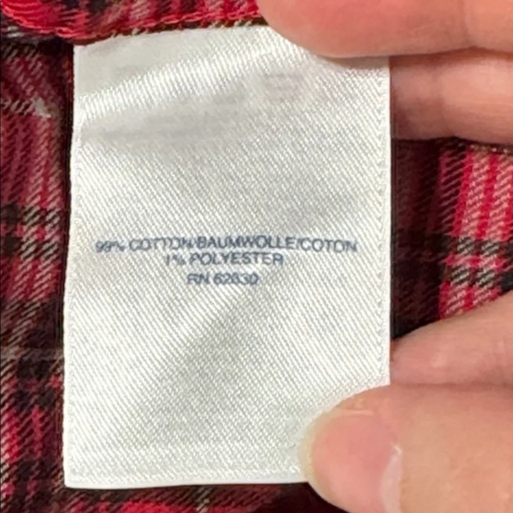 Lands' End Red/Black/Silver Plaid Holiday Flannel Tartan Pleated Tunic Shirt 8T - Image 10