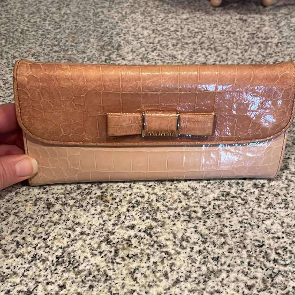 Miu Miu Croc Embossed Leather Wallet with bow - Image 3