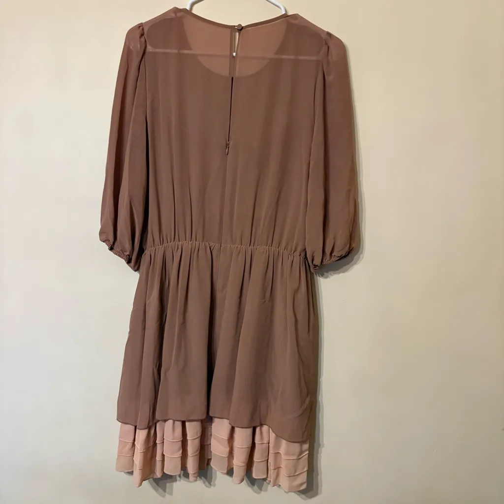 Jessica Simpson Elegant Brown Long Sleeve Dress - Image 4