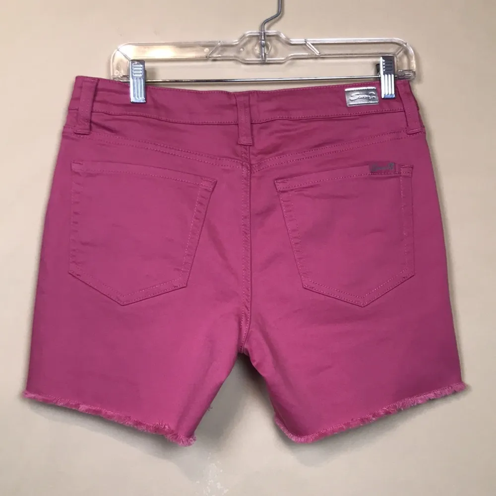 Seven7 Women’s Weekend Short Hot Pink Barbiecore Denim Jean Raw Hem Shorts - Image 6