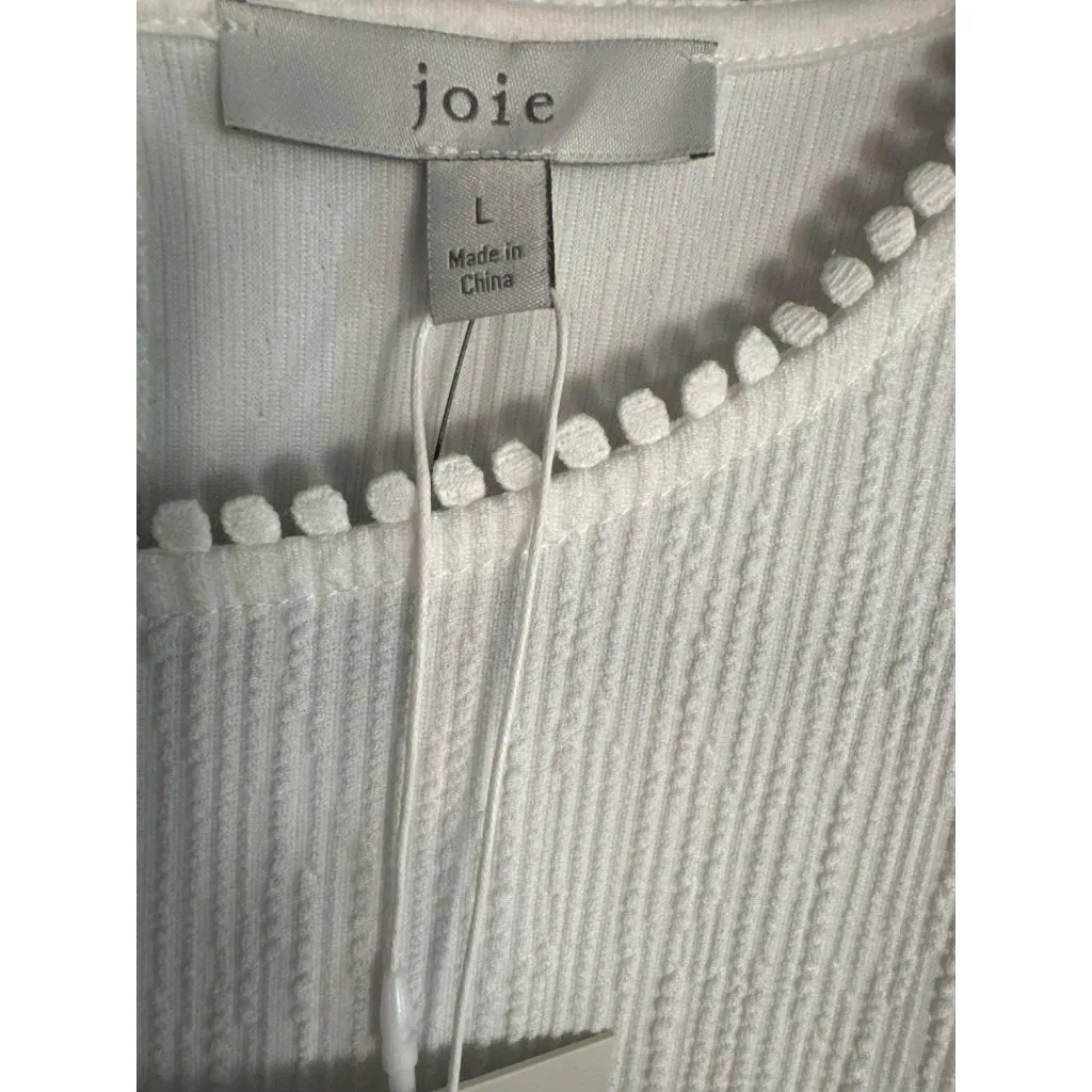 Joie Cybele White Short Sleeve Dress Size Large NWT Keyhole Cutout Womens - Image 3