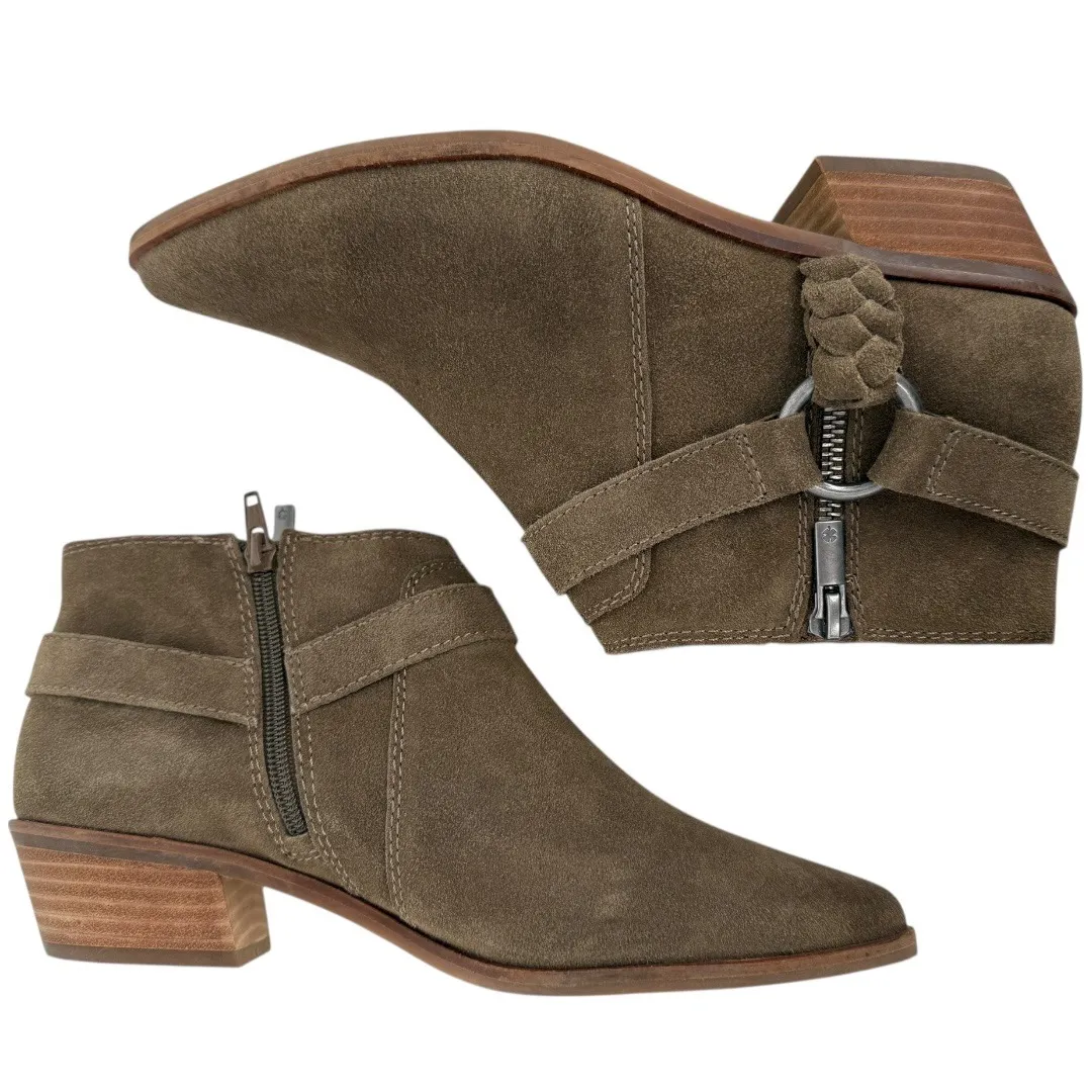 Lucky Brand Women's Enitha Suede Ankle Boots Bootie Antique Green Size 9 Western - Image 5