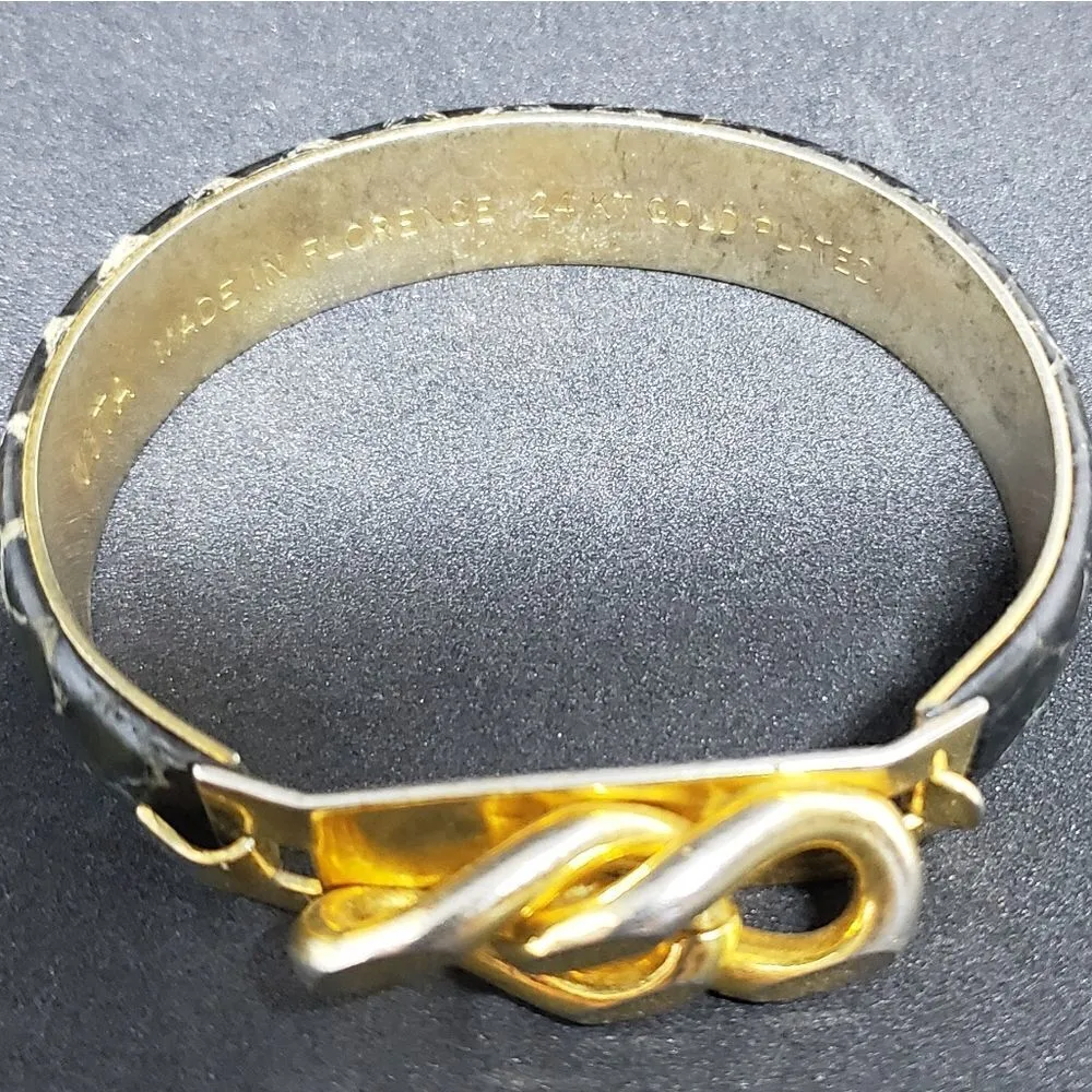 Vita Fede 24k Gold Plated Black Snake Skin Bracelet - Image 5