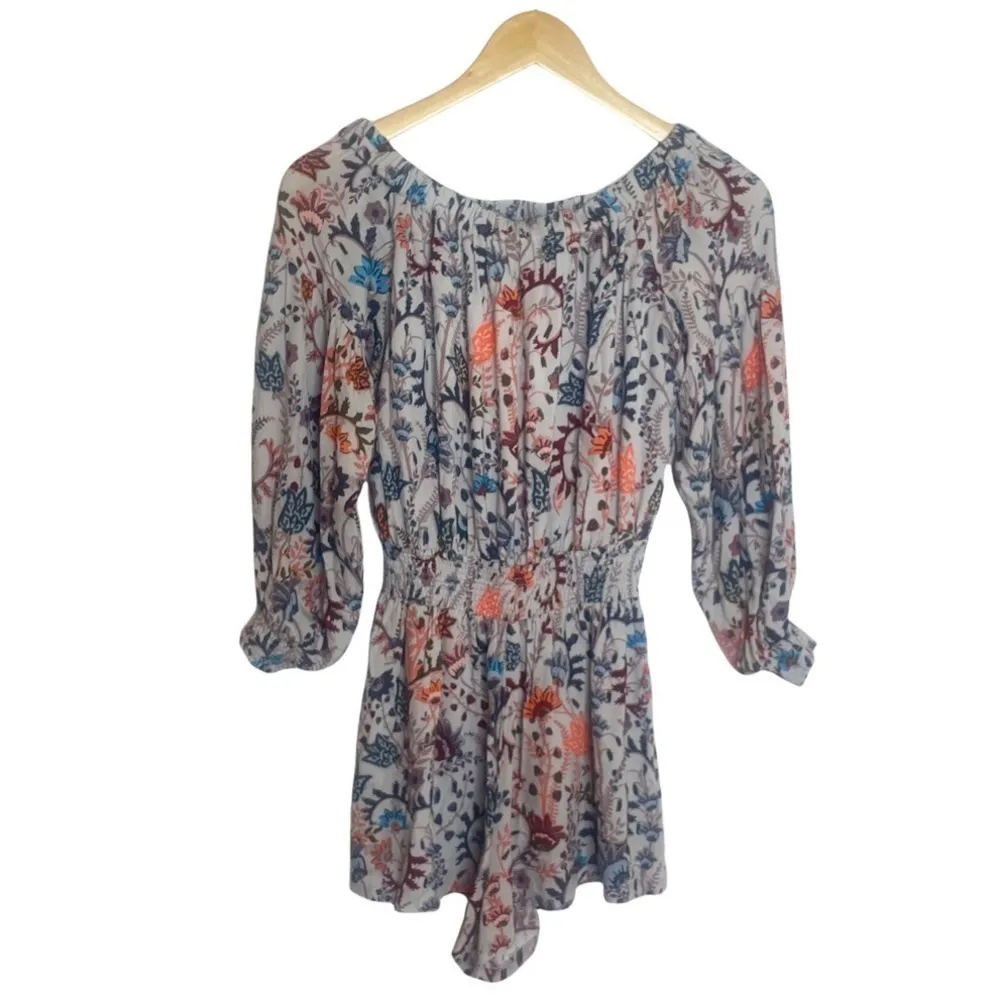Free People Pretty & Free Grey Floral Long Sleeve Romper -249 - Image 13