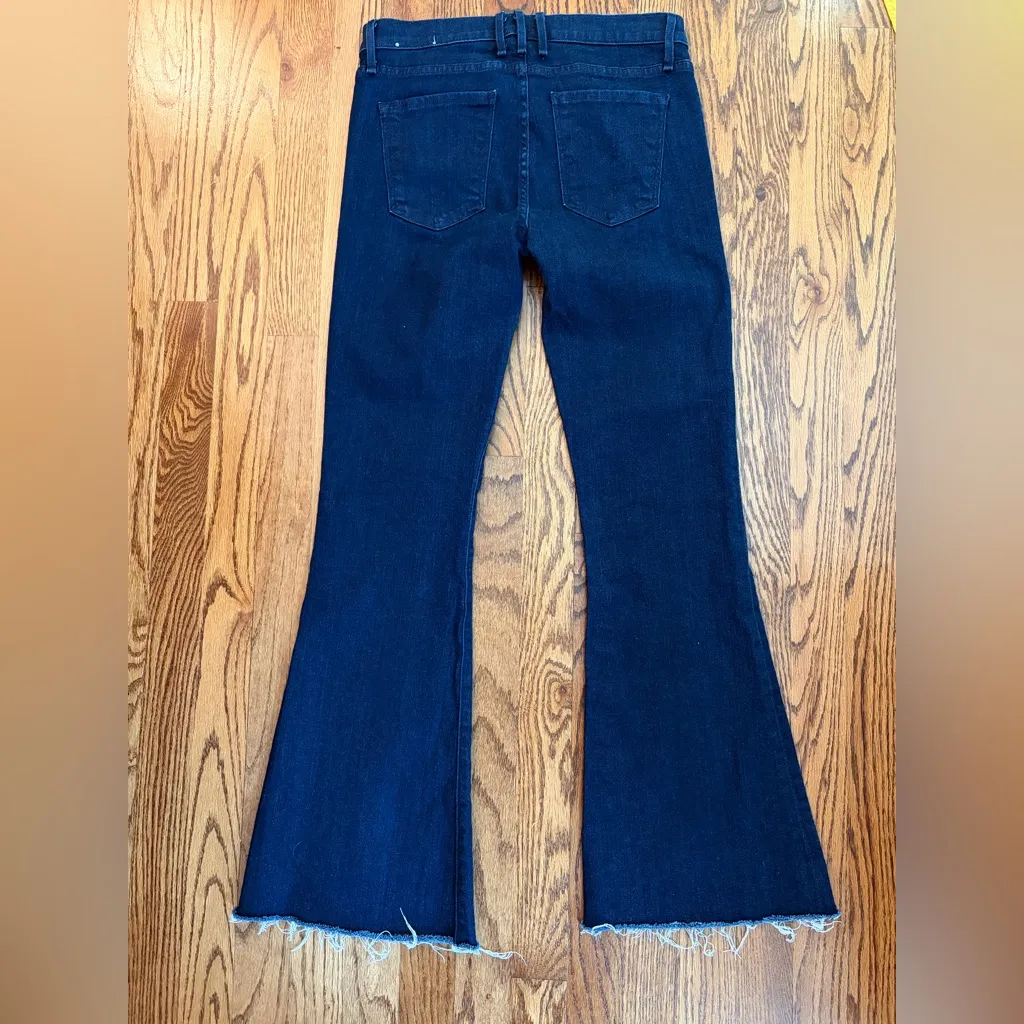 McGuire Majorelle Flare Jeans Dark Wash Raw Hem Size 28 - Image 3