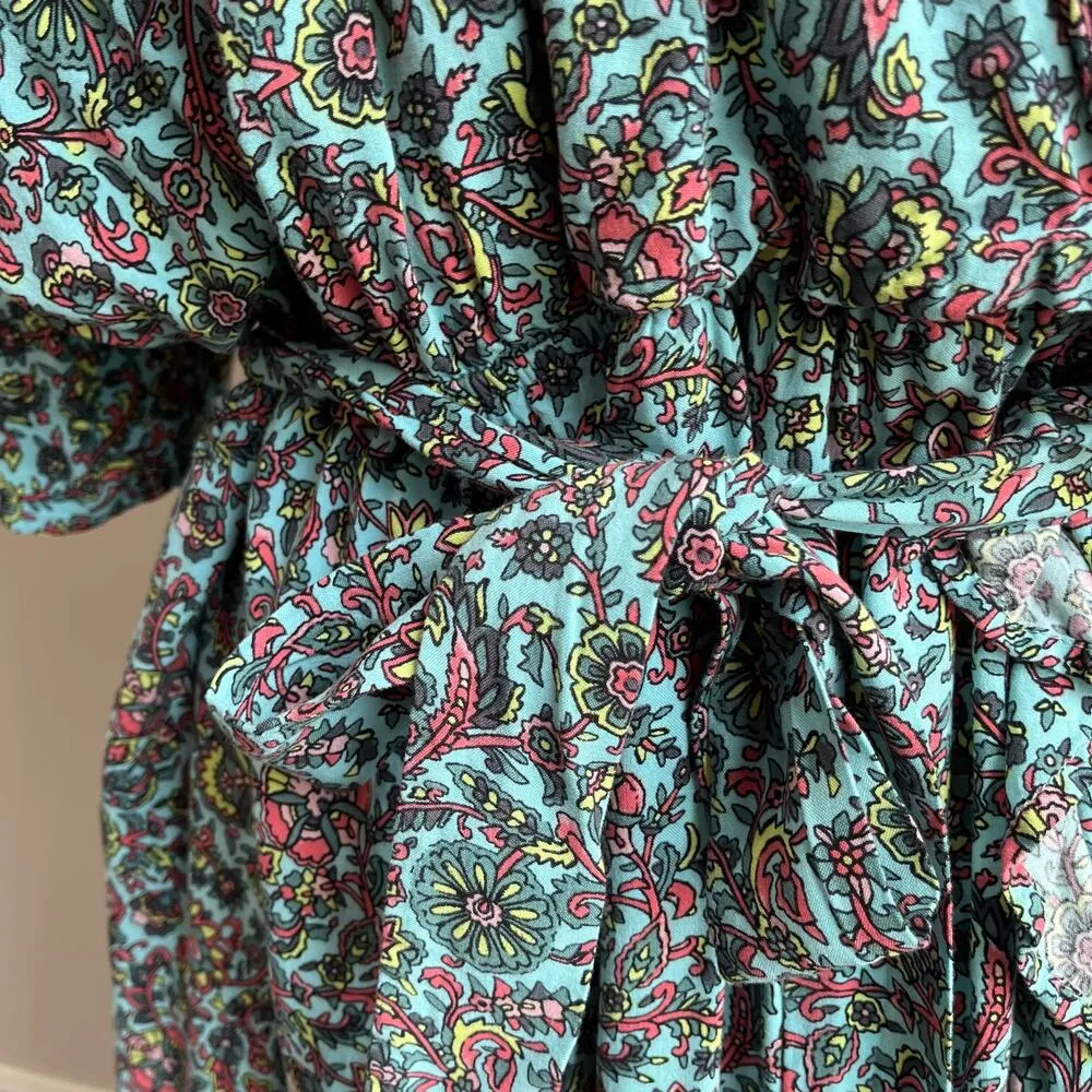 Bobeau Blue Floral Waist Tie Midi Dress Size 2X - Image 9