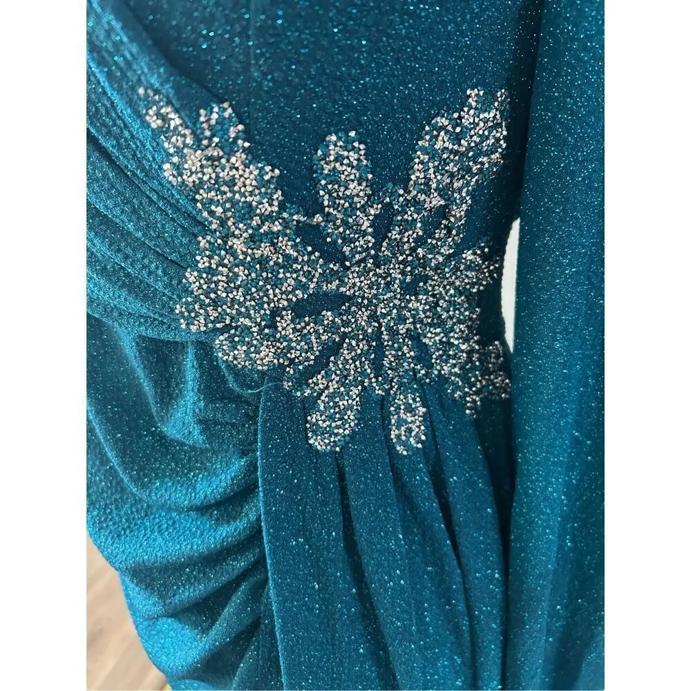 Blue/green long sleeve dress size 12 - Image 3