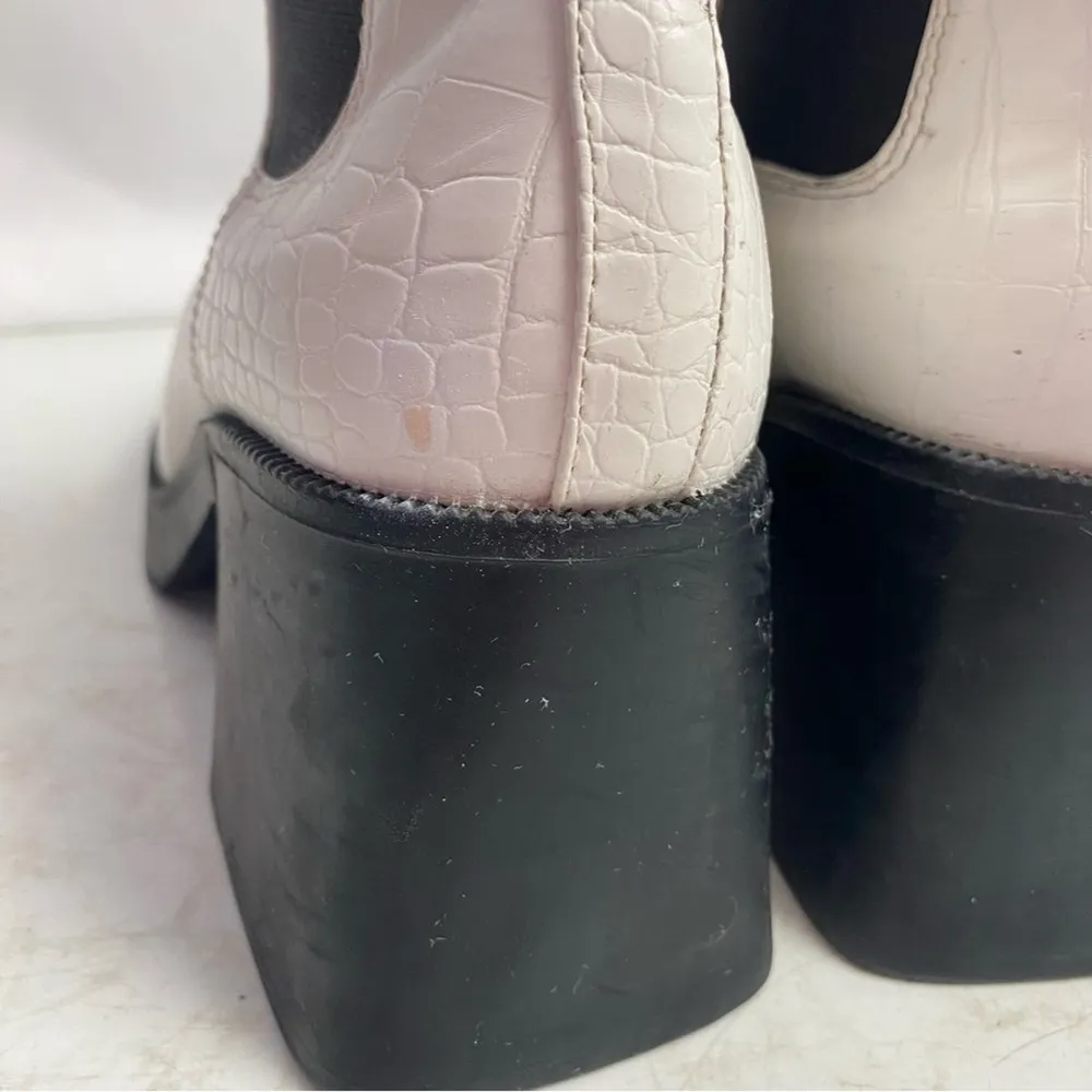 Nasty Gal Faux Leather High Platform Chelsea Boots Size 10 - Image 4