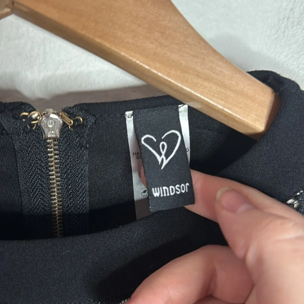 Windsor Black Long Sleeve Floral Lace Cocktail Mini Dress Size  S - Image 7