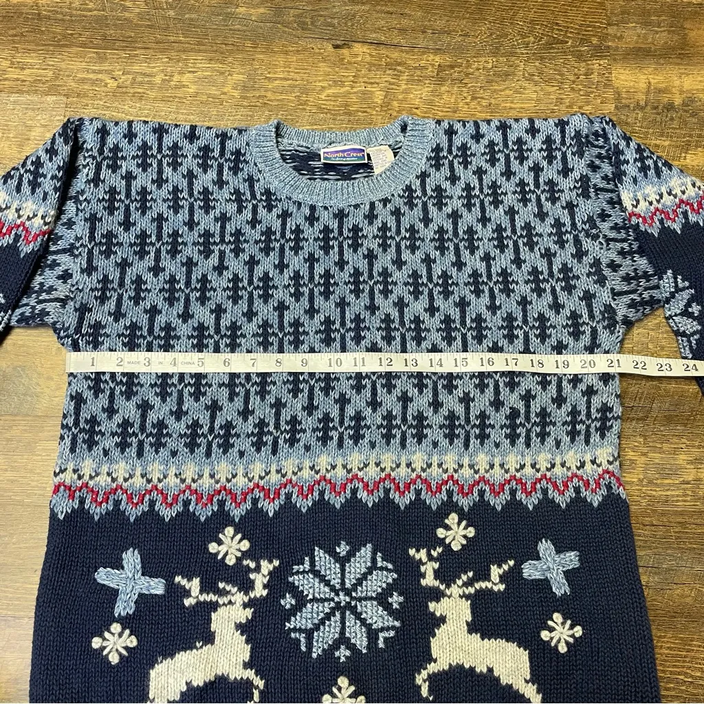Vintage Fair Isle Nordic Deer Snowflake Sweater Womens Large (14 - Image 3