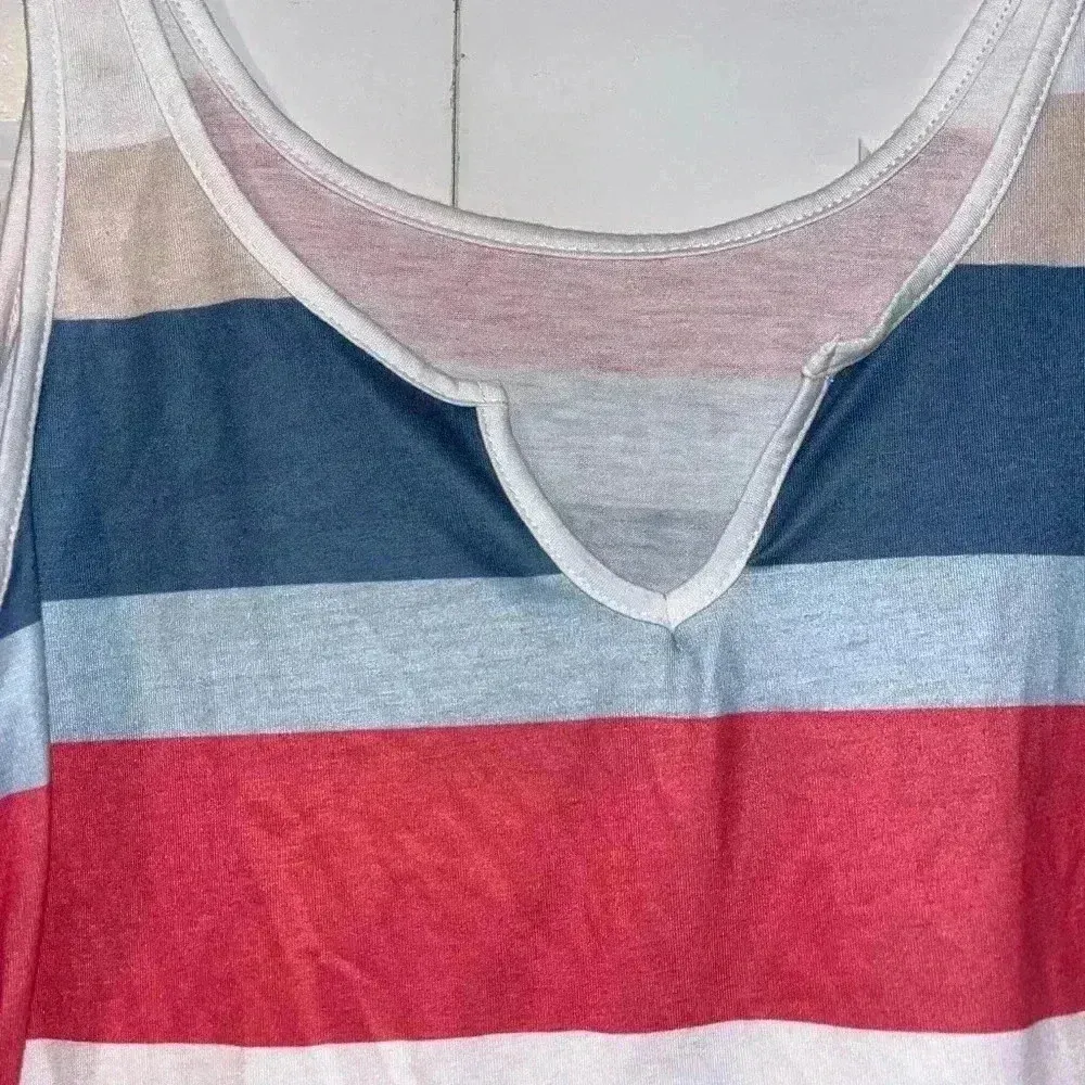 Red, white, and‎ blue striped tank top Size S B47 Red Size M - Image 3
