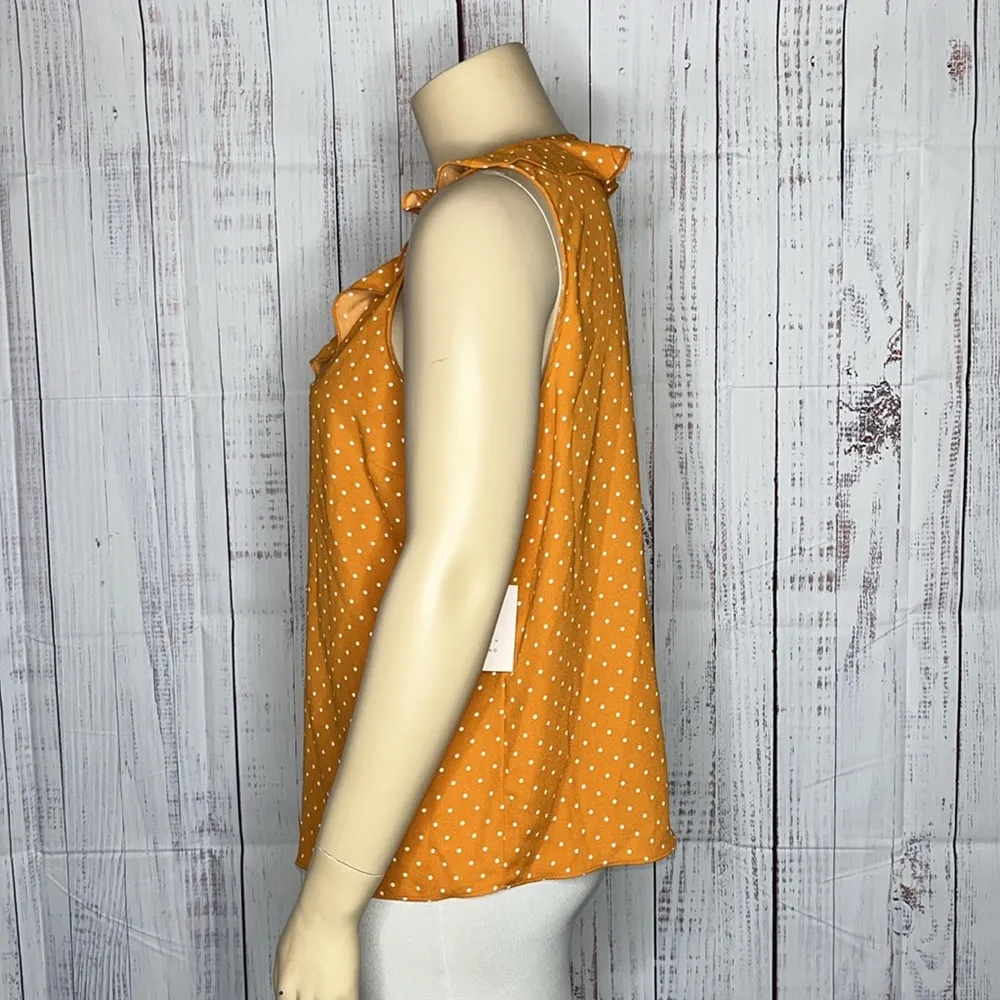 LC Lauren Conrad NWT Sz XXL Rust - White Polka Dot Ruffle Trim Tank Top Blouse - Image 2