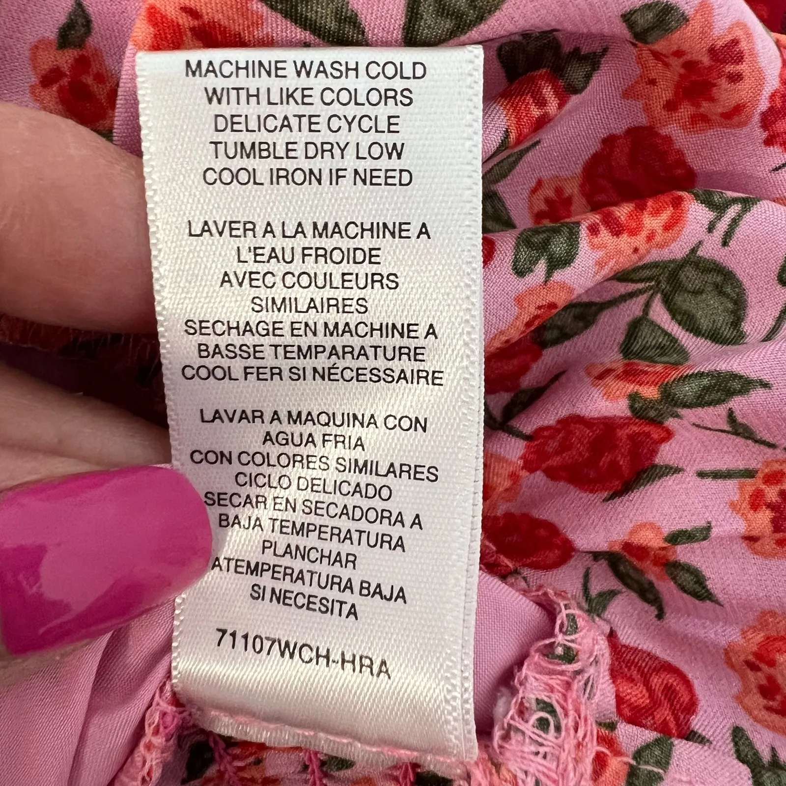 Wayf Avra Short Puff Sleeves Crop Top Red Pink Floral Smocked Ruffle Peplum XL - Image 14